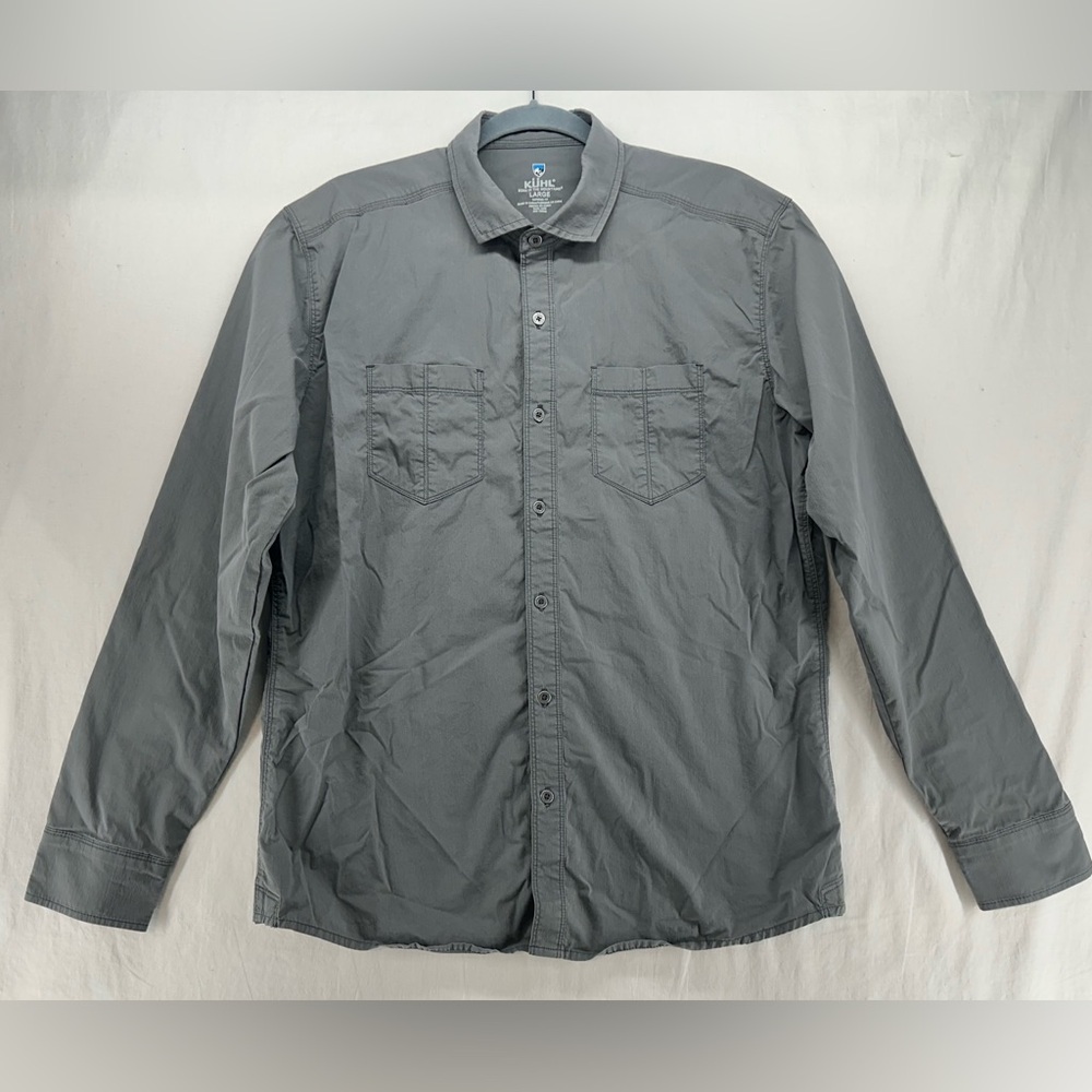 Kuhl Shirt Rejectr Gray Long Sleeve Tapered Fit Button Front Pockets Mens Size L